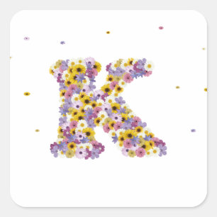 Sticker Carré Lettre de fleurs K