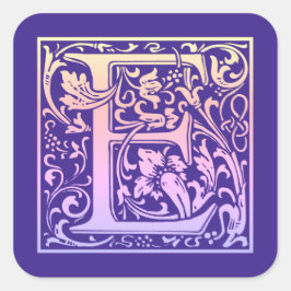Sticker Carré Lettre E Coloré Vintage Première Lettre Gradient