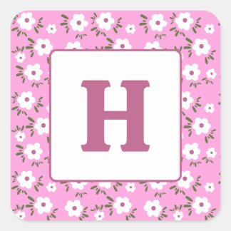 Sticker Carré Lettre et fleurs joyeuses