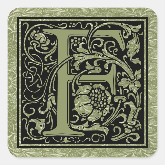 Sticker Carré Lettre F Première Lettre Monogramme (Devant)