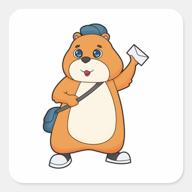 Sticker Carré Lettre hamster Postman (Devant)