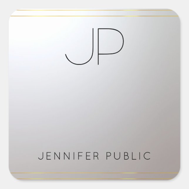 Sticker Carré LETTRE INITIALE Modèle D'ARGENT D'OR (Devant)