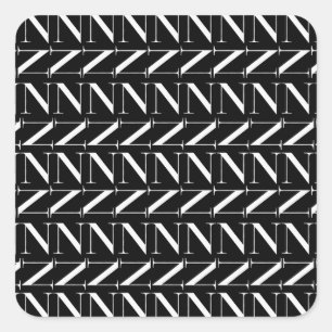 Sticker Carré Lettre initiale monogramme N