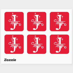 Sticker Carré Lettre J Monogramme Nom de famille initial Salutat