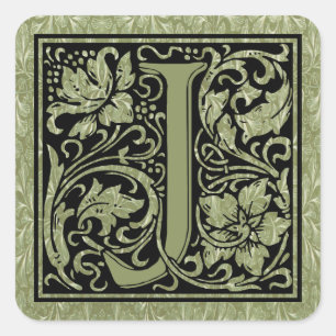 Sticker Carré LETTRE J PREMIÈRE LETTRE MONogramme