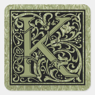 Sticker Carré Lettre K Première lettre Monogramme
