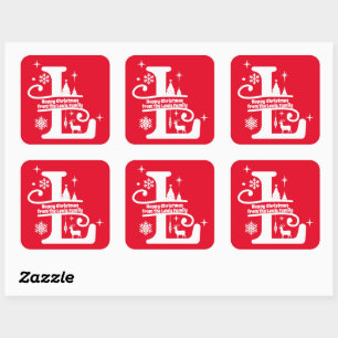 Sticker Carré Lettre L Monogramme Nom de famille initial Salutat