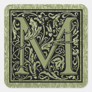 Sticker Carré Lettre M Première Lettre Monogramme