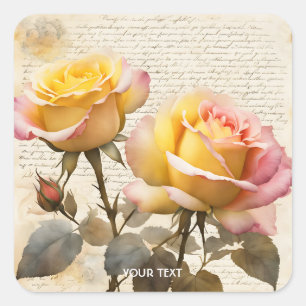 Sticker Carré Lettre Rose mignonne Imaginaire Écrits