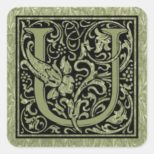 Sticker Carré Lettre U Première lettre Monogramme