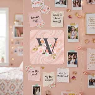 Sticker Carré Lettre W