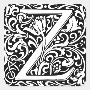 Sticker Carré Lettre Z Monogramme médiéval Art Nouveau