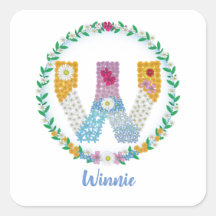 Lettres de fleurs Initiale "W" avec nom personnali
