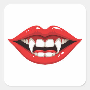Sticker Carré Lèvres de vampire rouges