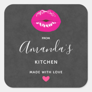 Sticker Carré Lèvres roses Chaudes Illustration Glamour Cuisine