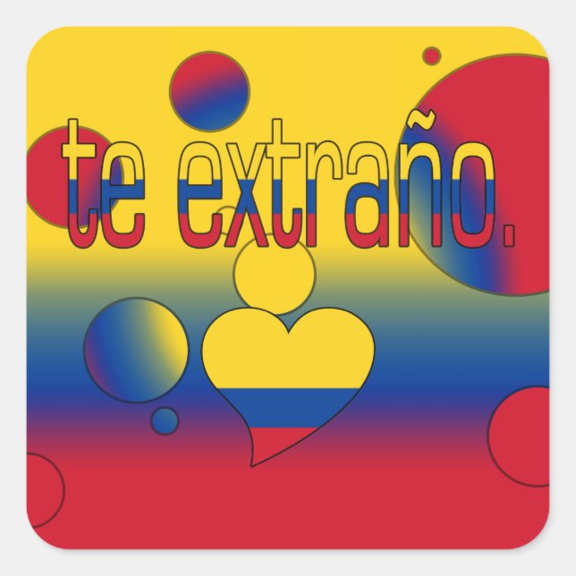Sticker Carré L'Extraño ! Colombie Drapeau couleurs Pop Art (Devant)
