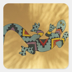 Sticker Carré lézard gecko peint sur un mur, Tucson, Arizona,