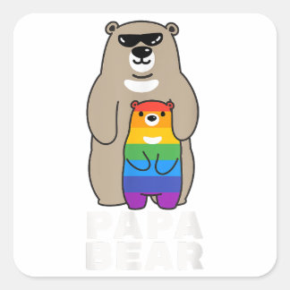 Sticker Carré LGBT Fier Papa Fier Ours Fier Ours Papa LGBT Pride