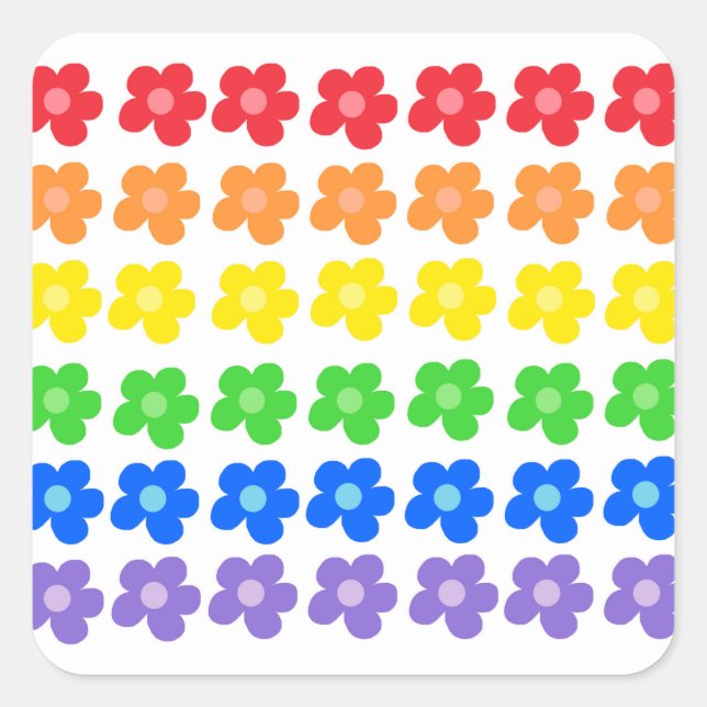 Sticker Carré LGBT Rainbow Flowers Gay pride Liberté et égalité (Devant)