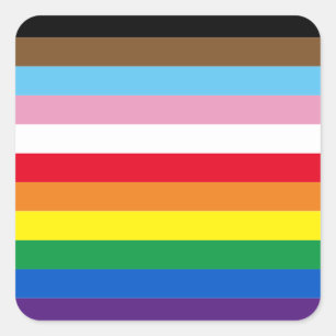 Sticker Carré Lgbtq arc-en-ciel 11 bandes inclus drapeau gay pri