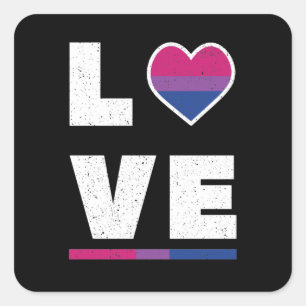 Sticker Carré LGBTQ Bisexual Fierté Drapeau Déchiré Grunge Love