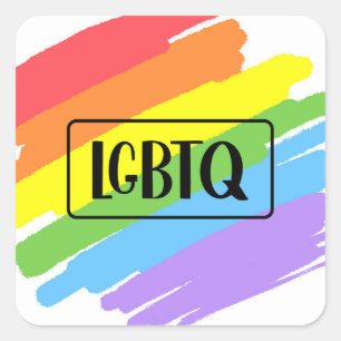 Sticker Carré LGBTQ Brushstrokies arc-en-ciel