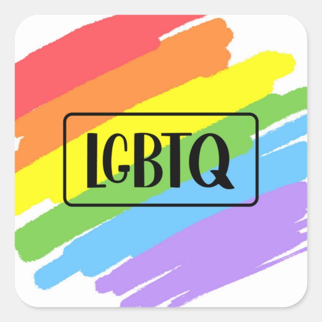 Sticker Carré LGBTQ Brushstrokies arc-en-ciel (Devant)