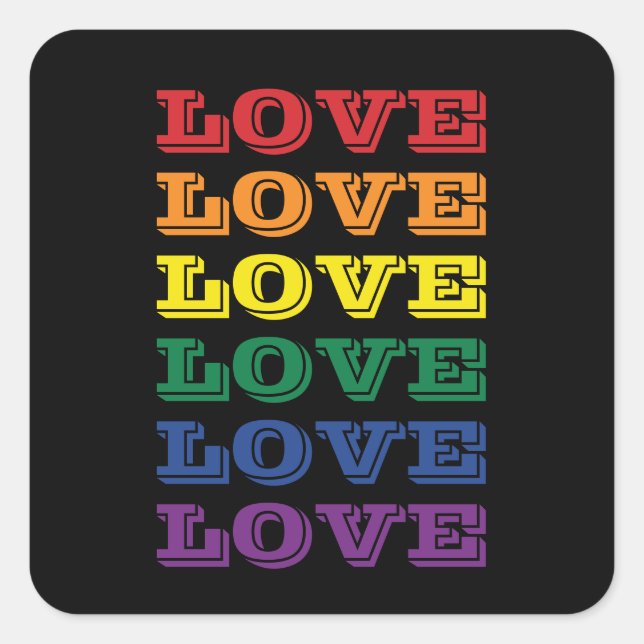 Sticker Carré LGBTQ Gay pride Love Personnalisable Texte Répété (Devant)