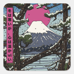 Sticker Carré L'hiver est froid mais le cœur est chaud