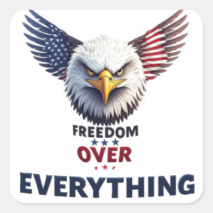 Sticker Carré Liberté avant tout drapeau américain patriotique