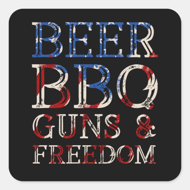 Sticker Carré Liberté des armes à bière BBQ (Devant)