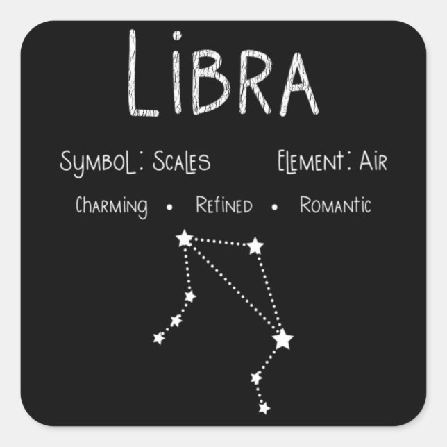 Sticker Carré Libra Horoscope Astrologie Étoile signe cadeau d'a (Devant)