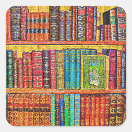 Sticker Carré Library Books