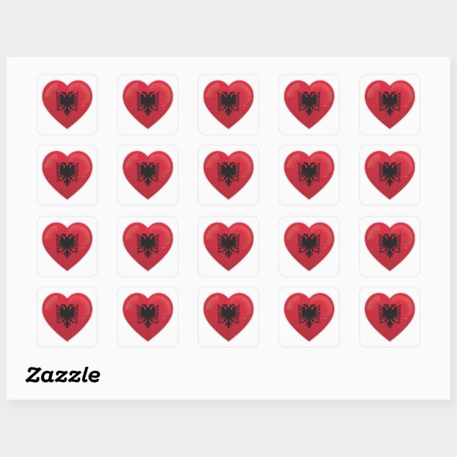 Sticker Carré L'icône de l'amour Albanie (Feuille)
