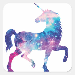 Sticker Carré Licorne magique scintillante
