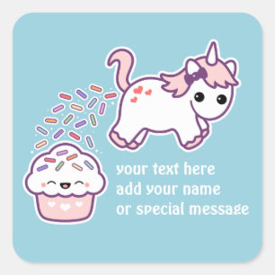 Sticker Carré Licorne rose de Pooping