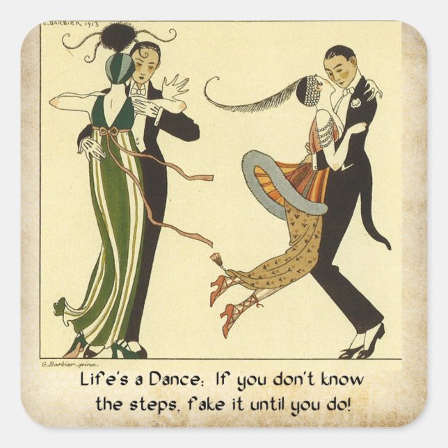 Sticker Carré Lifes a Dance : Illustration Art Déco (Devant)