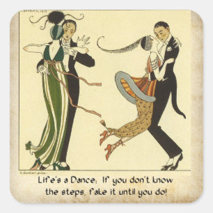 Sticker Carré Lifes une danse :  Illustration d'art déco