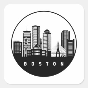 Sticker Carré Ligne aérienne du Massachusetts de Boston