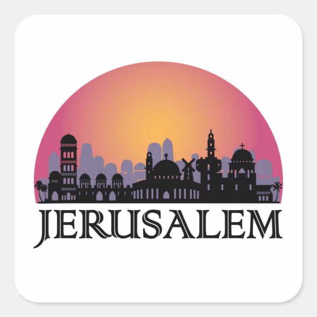 Sticker Carré Ligne aérienne Jérusalem - Voyage Israël (Devant)