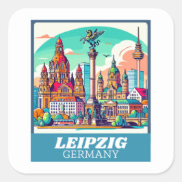 Sticker Carré Ligne aérienne Retro Leipzig