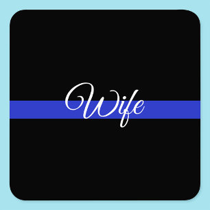 Sticker Carré Ligne Bleue Mince : Femme de police