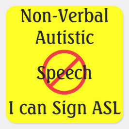 Sticker Carré Ligne d'alerte médicale pour autistes non verbaux