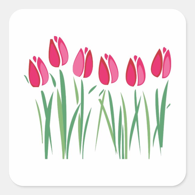 Sticker Carré Ligne De Tulipes (Devant)