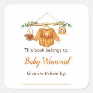Sticker Carré Ligne de vêtements Automne Bébé Fille Baby Shower 