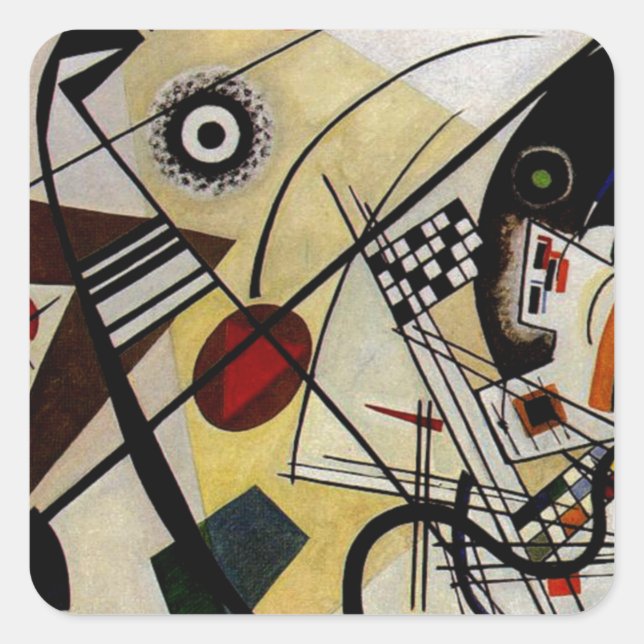 Sticker Carré Ligne ininterrompue Kandinsky Transverse (Devant)