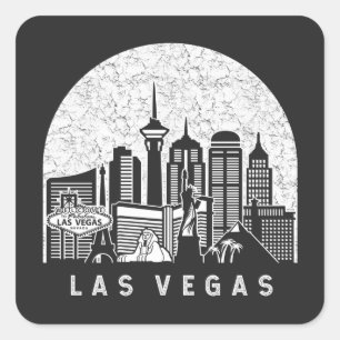 Sticker Carré Ligne Skyline Las Vegas Nevada