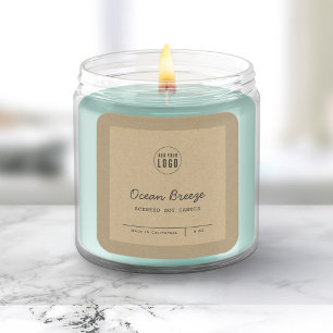 Sticker Carré Lignes de script Ajouter un logo Bordure Kraft Éti