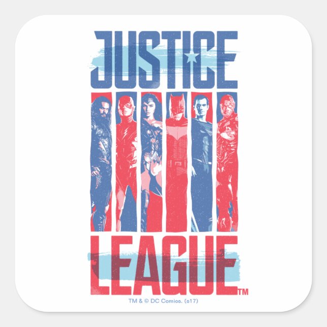 Sticker Carré Ligue de Justice | Blue & Red Group Pop Art (Devant)