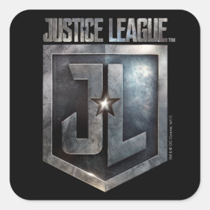 Sticker Carré Ligue de Justice   Bouclier JL métallique